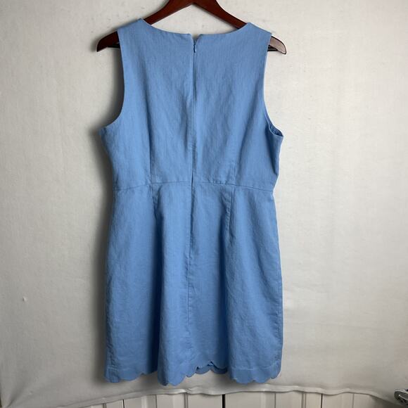 J Crew Womens Pure Cotton Scalloped Cutout A Line Dress Baby Blue Size 16 AK926 - Picture 4 of 8